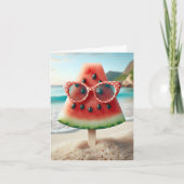 Watermeloen Popsicle met zonnebril Kaart (Voorkant)