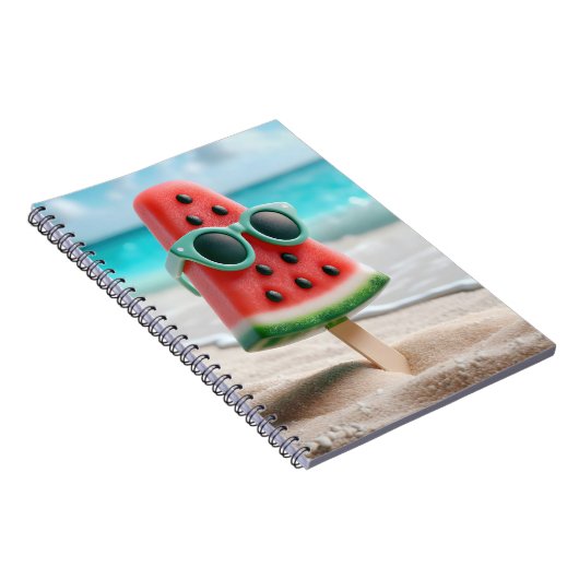 Watermeloen Popsicle met zonnebril Notitieboek (Rechterzijde)