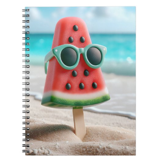 Watermeloen Popsicle met zonnebril Notitieboek (Voorkant)