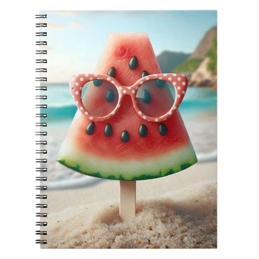 Watermeloen Popsicle met zonnebril Notitieboek (Voorkant)