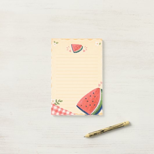 Watermeloen Post-it® Notes (Op bureau)