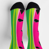 Watermeloen Print Crew Sokken Roze Groen Zwart (Top)