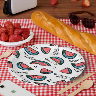 Watermeloen Print | Papieren Borden | Feestartikel Bordje
