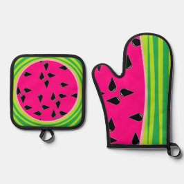 Watermeloen Print Pothouder en Oven Mitt Ovenwant & Pannenlap Set