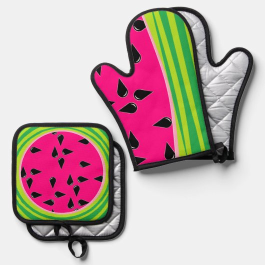 Watermeloen Print Pothouder en Oven Mitt Ovenwant & Pannenlap Set (Voorkant / Achterkant)