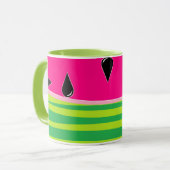 Watermeloen printkoffie Mok in groen en roze (Voorkant links)