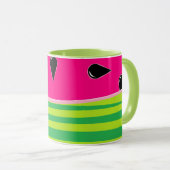 Watermeloen printkoffie Mok in groen en roze (Voorkant rechts)