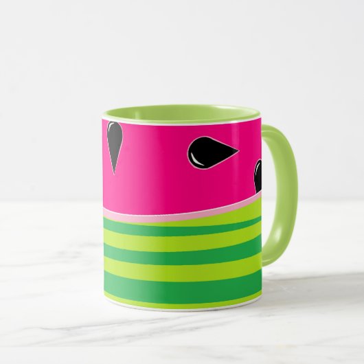 Watermeloen printkoffie Mok in groen en roze (Voorkant rechts)