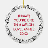 Watermeloen Pun Gepersonaliseerde Kerstmis Keramisch Ornament (Achterkant)