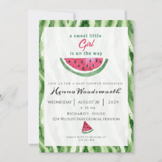 Watermeloen Rand Lief Meisje Zomer Baby Shower Kaart