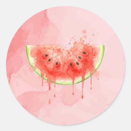 Watermeloen Ronde Sticker (Voorkant)
