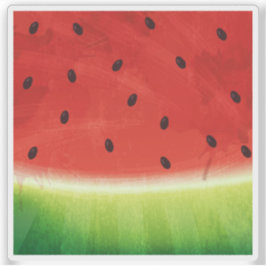 Watermeloen rood en groen natuurlijke aquarel verf sticker