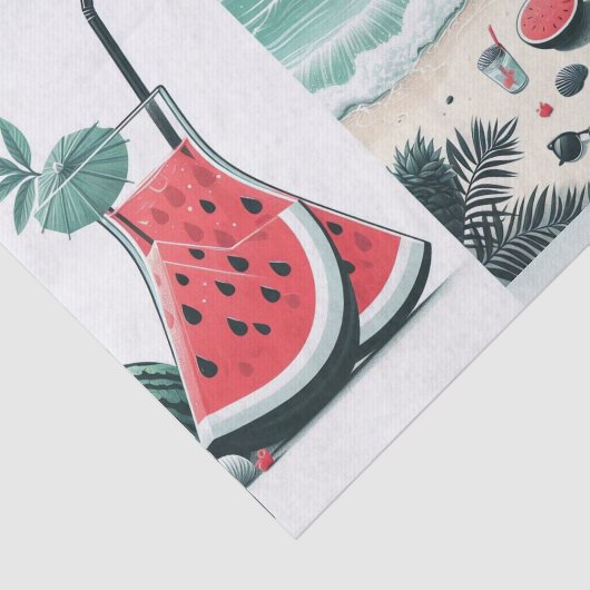 Watermeloen Rood & Groen Fruit Zomerpicknick Tissuepapier (Detail)
