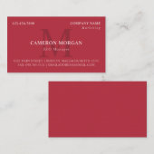 Watermeloen Rood Monogrammed Professioneel Visitekaartje (Voorkant / Achterkant)