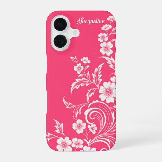 Watermeloen Roze Bloemen Werveltje iPhone 16 Hoesje (Achterkant)