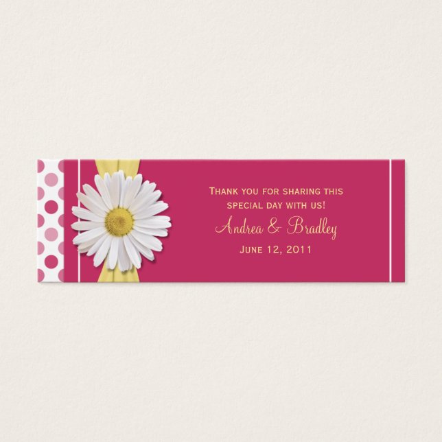Watermeloen Roze Daisy Mini bruiloft gunst Label Mini Visitekaartjes (Voorkant)