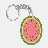 Watermeloen Roze dubbelzijdig Sleutelhanger (Voorkant Links)