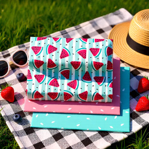Watermeloen roze en blauw set van 3 inpakpapier vel