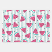 Watermeloen roze en blauw set van 3 inpakpapier vel (Voorkant)