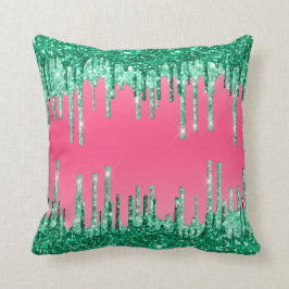 Watermeloen Roze en Groene Strooiing Glitter Shiny Kussen