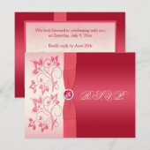 Watermeloen Roze en Ivoren Bloemen Reply Kaart (Voorkant / Achterkant)