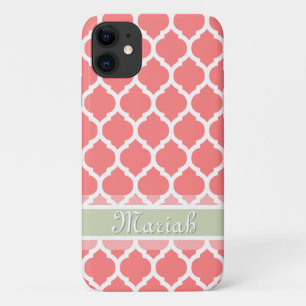 Watermeloen Roze en Licht Munt Lattice Aangepaste Case-Mate iPhone Case