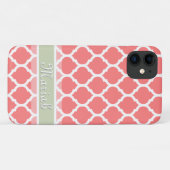 Watermeloen Roze en Licht Munt Lattice Aangepaste Case-Mate iPhone Case (Achterkant (horizontaal))