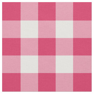 Watermeloen Roze en White Gingham Pattern Fabric Stof