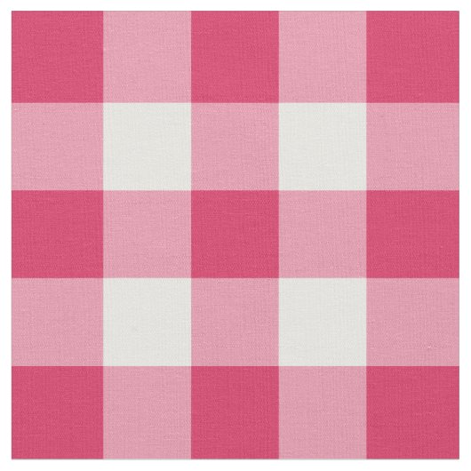 Watermeloen Roze en White Gingham Pattern Fabric Stof (Close Up)