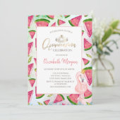 Watermeloen Roze Flamingos Quinceañera Kaart (Staand voorkant)