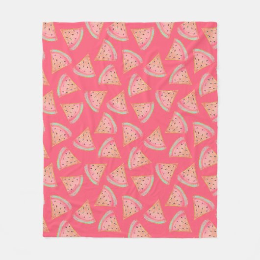 Watermeloen Roze Fleece Deken (Voorkant)