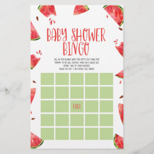 Watermeloen Roze Groen Bingo Baby shower Spel Briefpapier