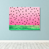 Watermeloen Roze Groen Canvas Afdruk (Insitu (Houten vloer))