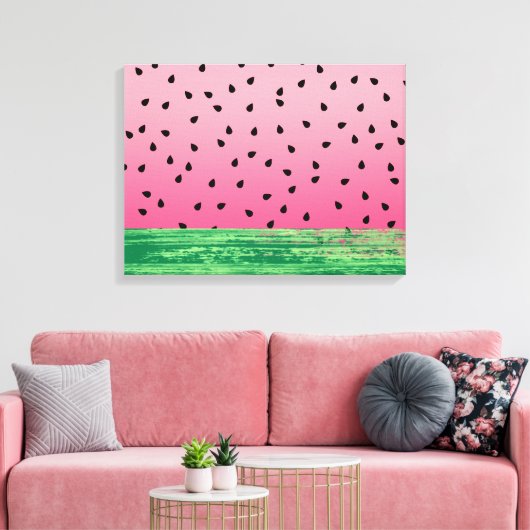 Watermeloen Roze Groen Canvas Afdruk (Insitu (Woonkamer))