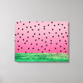 Watermeloen Roze Groen Canvas Afdruk