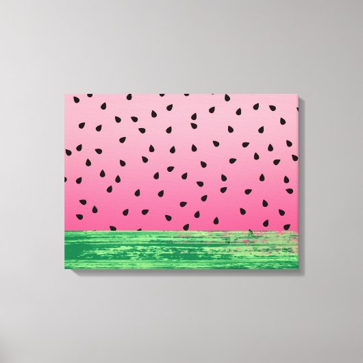 Watermeloen Roze Groen Canvas Afdruk (Voorkant)
