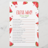 Watermeloen Roze Groen Guess Wie Baby shower spel Briefpapier (Voorkant)