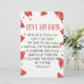 Watermeloen Roze Groen Zeg niet Baby shower Spel Briefpapier (Staand voorkant)