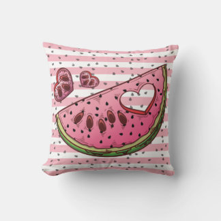 Watermeloen Roze Groene Stempel Kussen