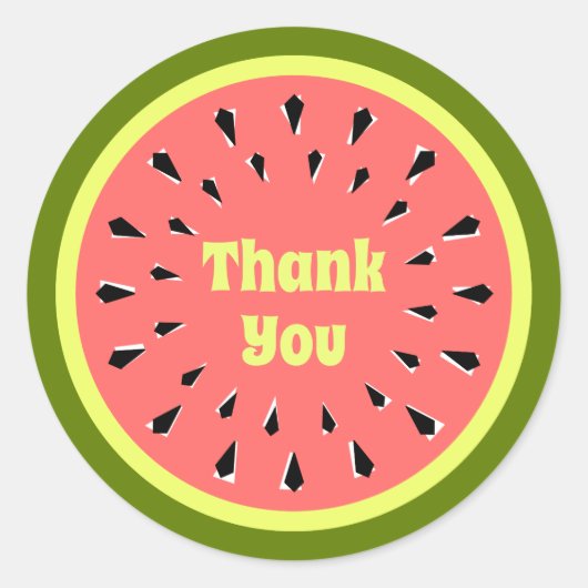 Watermeloen Roze Hartelijk dank Ronde Sticker (Voorkant)