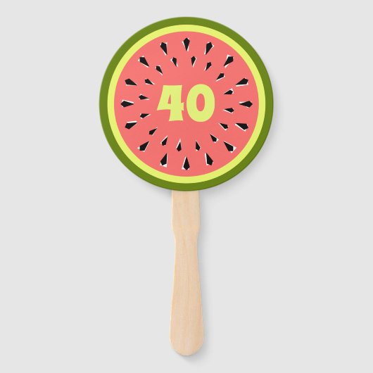 Watermeloen Roze leeftijd 40 Handwaaier (Voorkant)