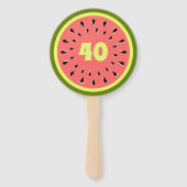 Watermeloen Roze Leeftijd 40 Tekst Handwaaier (Voorkant)