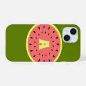 Watermeloen Roze 'Monogram' iPhone 15 Case (Achterkant horizontaal)