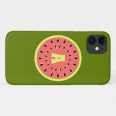 Watermeloen Roze 'Monogram' iPhone hoesje (Achterkant (horizontaal))