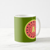 Watermeloen Roze Monogram Koffiemok (Voorkant rechts)