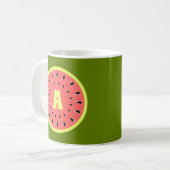 Watermeloen Roze Monogram Koffiemok (Voorkant links)