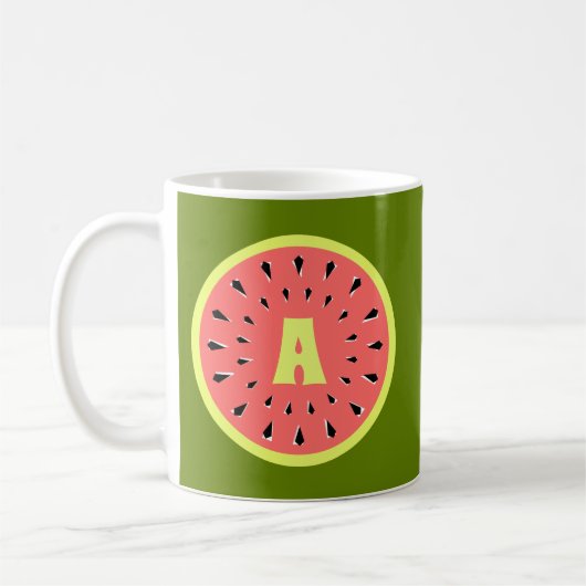 Watermeloen Roze Monogram Koffiemok (Links)