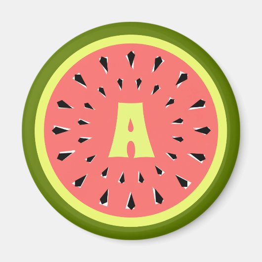 Watermeloen Roze Monogram Magneet (Voorkant)