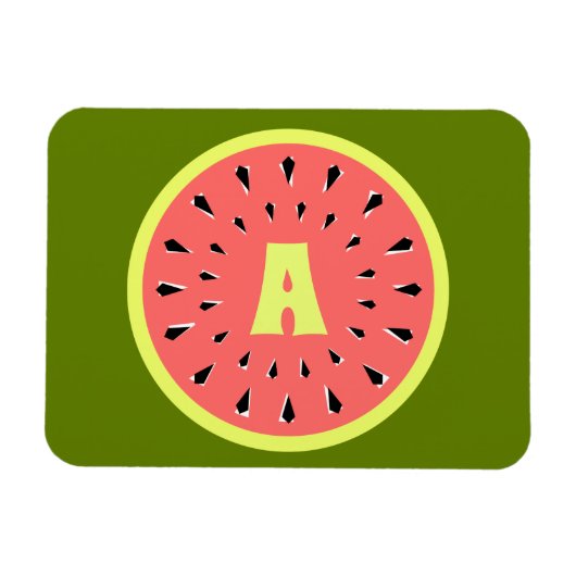 Watermeloen Roze Monogram Magneet (Horizontaal)