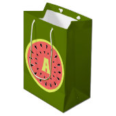 Watermeloen Roze Monogram Medium Cadeauzakje (Voorkant Gekanteld)